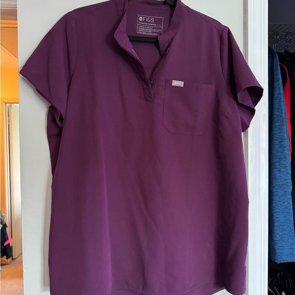 Figs Deep Purple Kitale Maternity Scrub Top